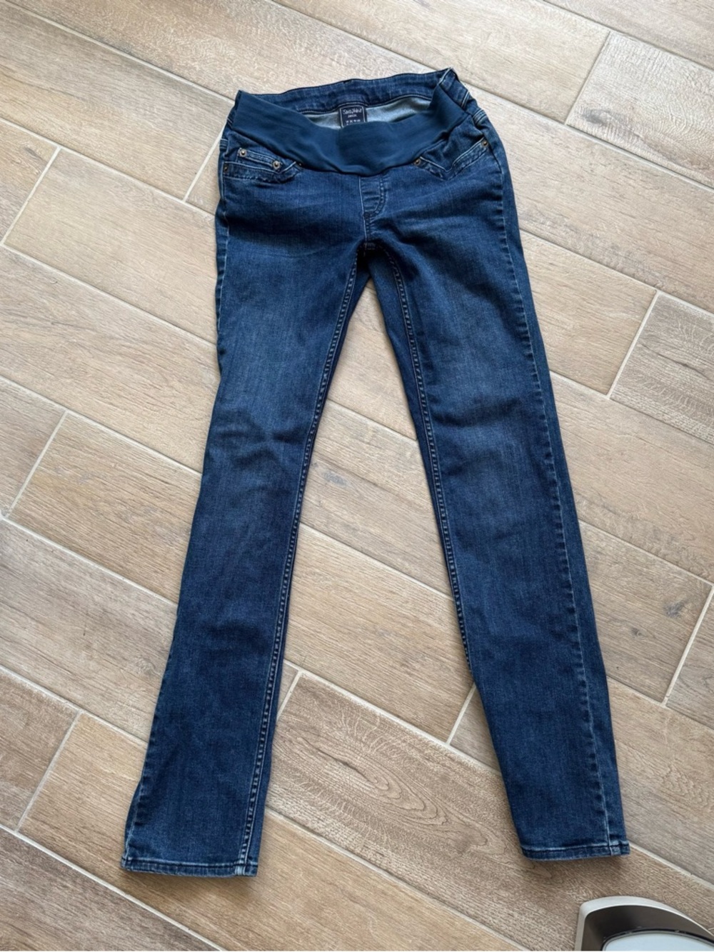 Dark Blue Maternity Jeans with Elastic Waistband